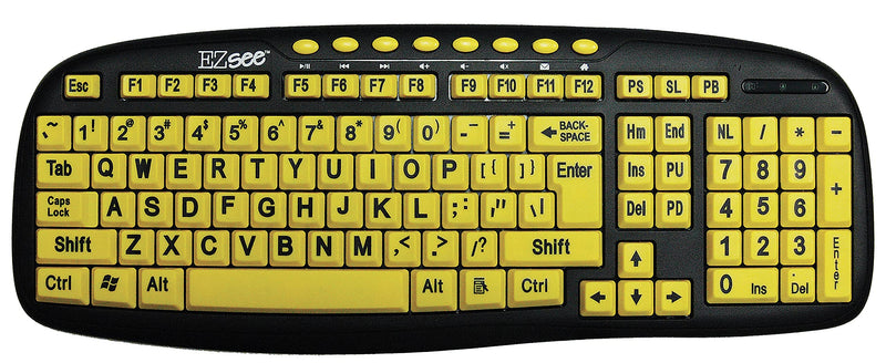 [Australia - AusPower] - New and Improved: EZSee by DC - Large Print Computer Keyboard USB Wired (Yellow Keys with Black Jumbo Oversized Print Letters) for Visually Impaired Individuals, Low Vision, or Low Light for Seniors and People with Bad Vision! Imposing Vivid Black Over... 
