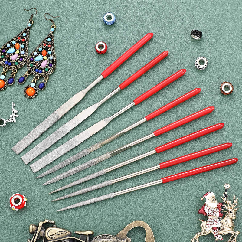 [Australia - AusPower] - 9 Pieces Miniature and Model Files, Includes Diamond File Set of Round, Flat and Triangular Metal File 