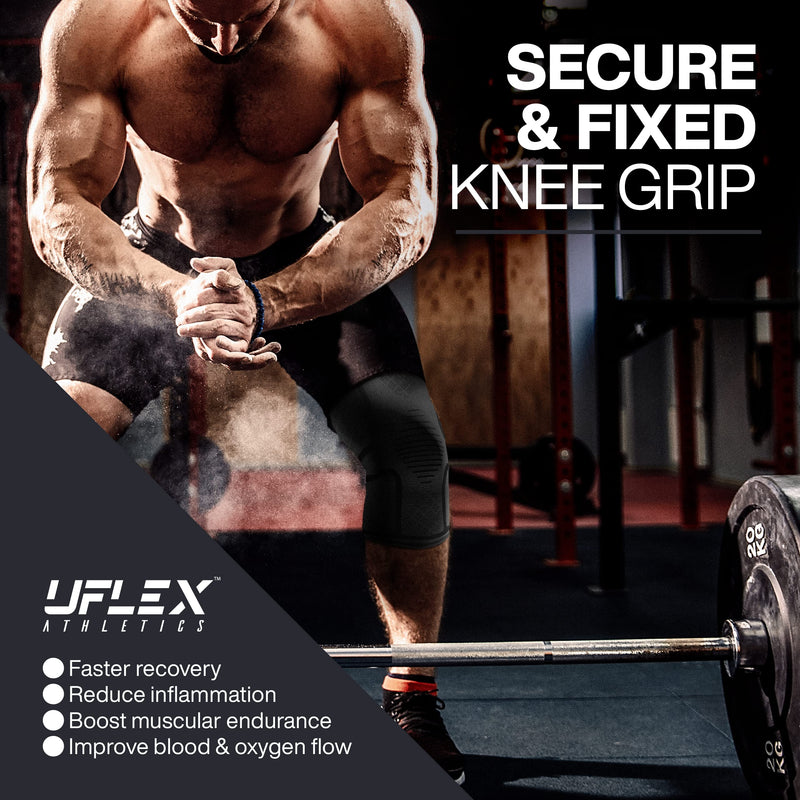 [Australia - AusPower] - UFlex Athletics Knee Compression Sleeve Support for Women and Men - Knee Brace for Pain Relief, Fitness, Weightlifting, Hiking, Sports - Black, Small 