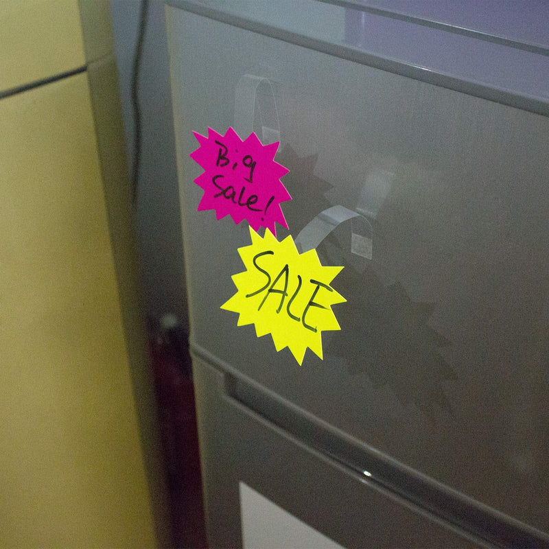 [Australia - AusPower] - Daily Treasures 200Pcs Starburst Signs, with 100Pcs PVC Self-Adhesive Strips-4 Colors Fluorescent Burst Paper Signs Blank Sales Burst Signs for Retail Store, Garage Sale Sign to Boost Sales 