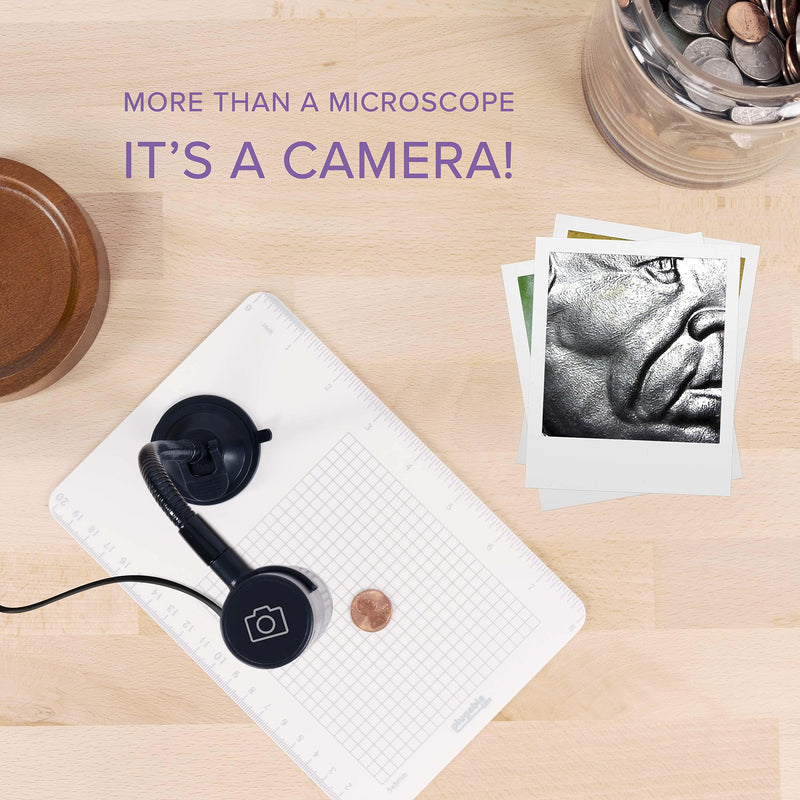 [Australia - AusPower] - Plugable USB Digital Microscope with Flexible Arm Observation Stand Compatible With Windows, Mac, Linux (2MP, 250x Magnification) 