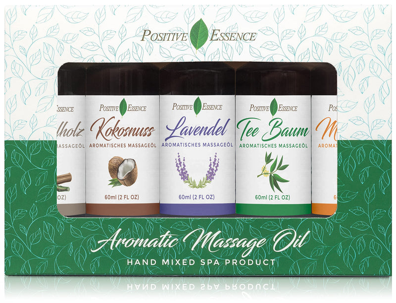[Australia - AusPower] - Massage Oil for Massage Therapy – Relaxing Massage Oil Kit, Pure Essential Oils for Skin Care, Jojoba, Sweet Almond, Vitamin E – Body Oil Massage Set Gift Set A 2 Fl Oz (Pack of 5) 