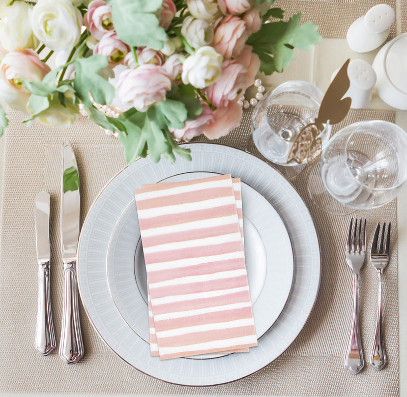 [Australia - AusPower] - 100 Pink & White Stripe Guest Napkins 3 Ply Disposable Paper Pack Striped Dinner Hand Napkin for Bathroom Powder Room Holiday Wedding Birthday Party Bridal & Baby Shower Decorative Towels Pink Stripe 