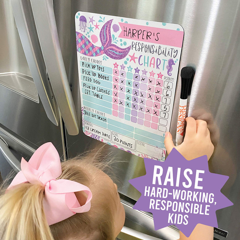 [Australia - AusPower] - Mermaid Kids Chore Chart Magnetic, Reward Chart for Kids, Good Behavior Chart for Kids at Home, My Responsibility Chart for Kids, Magnetic Reward Chart for Kids Behavior, Chore Chart for One Child 