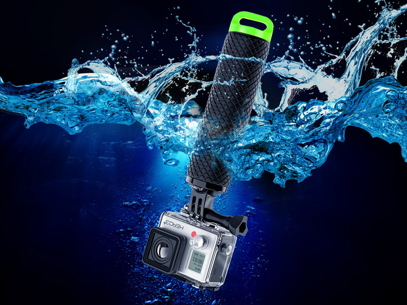 [Australia - AusPower] - Waterproof Floating Hand Grip Compatible with GoPro Hero 10 9 8 7 6 5 4 3+ 2 1 Session Black Silver Camera Handler & Handle Mount Accessories Kit & Water for Water Sport and Action Cameras (Green) Green 