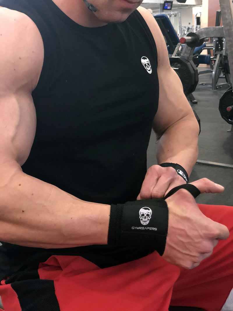 [Australia - AusPower] - Gymreapers Weightlifting Wrist Wraps (Competition Grade) 18" Professional Quality Wrist Support with Heavy Duty Thumb Loop - Best Wrap for Powerlifting, Strength Training, Bodybuilding 18" Black 
