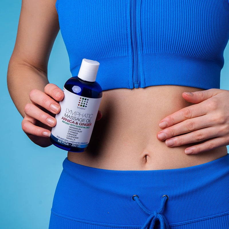 [Australia - AusPower] - Lymphatic Massage Ginger Oil with Arnica and Supplements for Manual Lymphatic Drainage, Post Surgery Recovery, Lymphedema, Lipedema, Liposuction, 360 Lipo, BBL, Lipo Foam and 