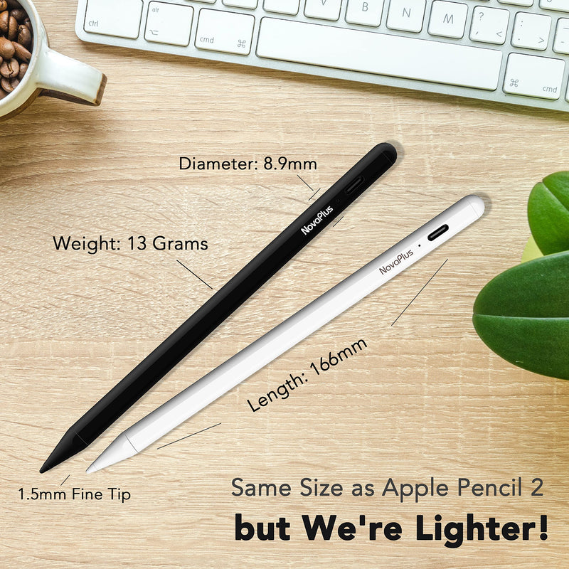 [Australia - AusPower] - Novaplus A5 Stylus Pen for iPad, Magnetic Design, Palm Rejection. Precise Writing/Drawing. 120mAh. Compatible with iPad 6-9th/iPad Mini 6/iPad Air 3-5th Gen. White 