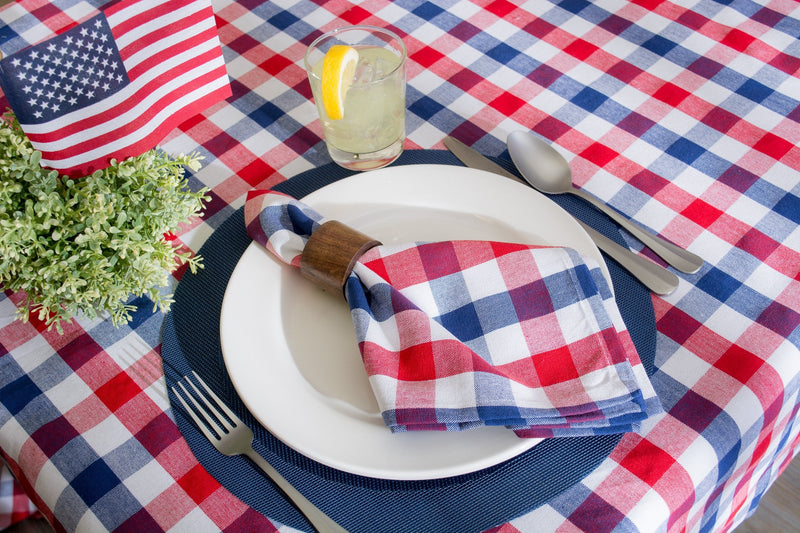 [Australia - AusPower] - DII PVC Tabletop Collection Woven Indoor/Outdoor, Round Placemat Set, 13.75", Nautical Blue, 6 Piece 