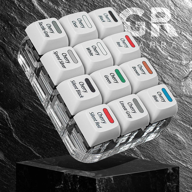 [Australia - AusPower] - Griarrac Cherry MX Switch Tester 12-Key Mechanical Keyboard Sampler Switch Testing Tool with Keycap Puller and 24 O Rings, 40A-L & 40A-R (Printed PBT Keycap Include Linear Gray) 