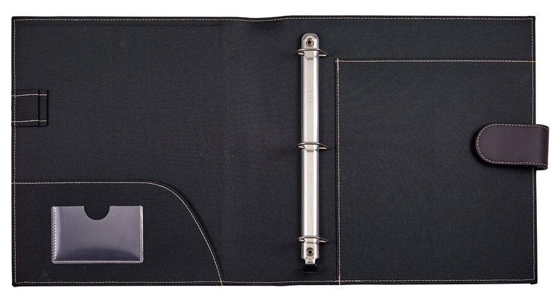 [Australia - AusPower] - It's Academic Executive Leather Portfolio Folder, 1" Ring Binder and 250-Sheet Capacity to Organize Resumes, Business Cards, Note Pads, and Legal-Size Documents, Pen Loop, Dark Brown Faux Leather 