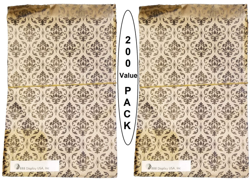 [Australia - AusPower] - 200 pcs Damask Paper Gift Bags Shopping Sales Tote Bags Brown with Black Damask Design print (4" x 6") by 888 Display USA 4" x 6" 