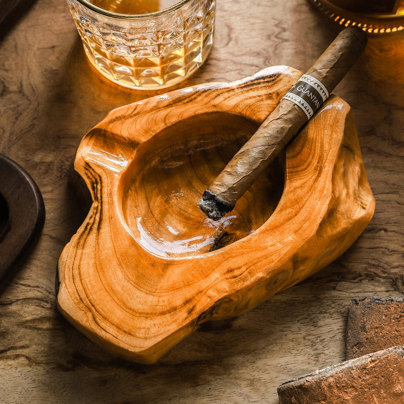 [Australia - AusPower] - DDAJJAJ Wooden Cigar Ashtrays for Cigar Lovers Irregular Ashtray with Unique Shape & Design Great Gift for Men Great Decor for Home Office or Bar 