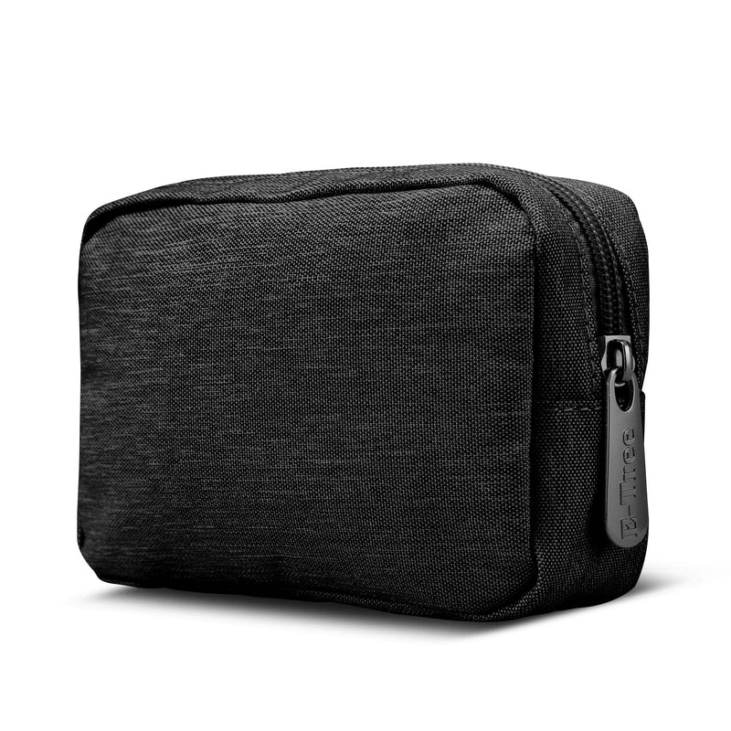 [Australia - AusPower] - E-Tree 7 inch Canvas Zippered Small Bag, Mini Travel Makeup Carrying Case, Cosmetic Bag, Portable Electronics Accessories Organizer, Tiny Coin Purse Wallet, Little Pouch for Little Items, Black 6" X 1.8" X 4" 