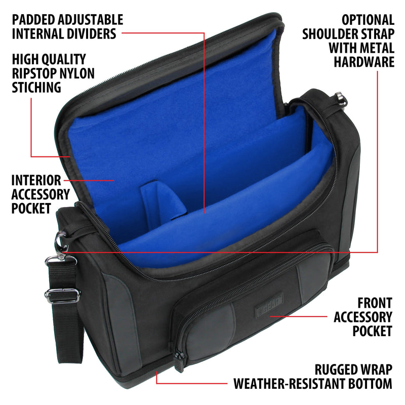 [Australia - AusPower] - USA GEAR Mini Projector Case S7 Pro Portable Projector Bag Carrying Case with Accessory Storage - Compatible with Small LED Projectors from Vankyo, DR. J, AuKing, PVO, DBPOWER, CiBest (Blue) Black and Blue 