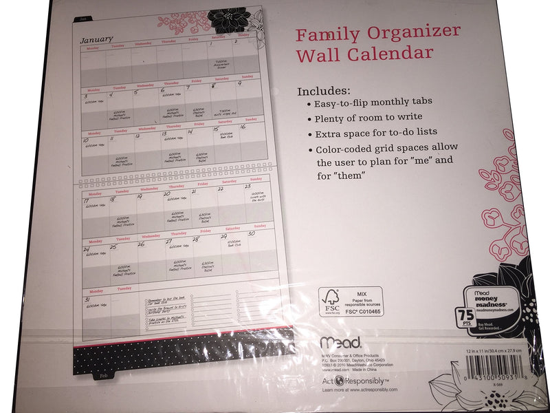 [Australia - AusPower] - Mead Family Special Event Organizer Oversized Wall Calendar Planner 