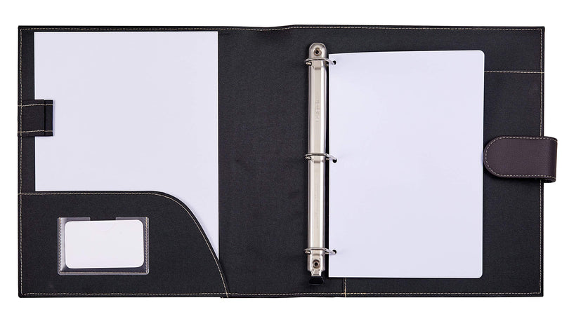 [Australia - AusPower] - "It's Academic Mini Executive Leather Portfolio Folder, 1"" Ring Binder and 250-Sheet Capacity, Note Pads, and 5.5"" x 8.5"" Documents, 2 Pen Loops, Dark Brown Faux Leather" (98295) 