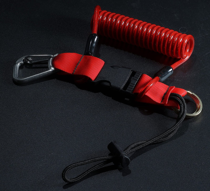 [Australia - AusPower] - Scuba Diving Lanyard,Spring Coiled Lanyard,Double End Snap Hook Clip Diving Hook with Quick Release Buckle for Cameras and Dive Lights Set of 1 