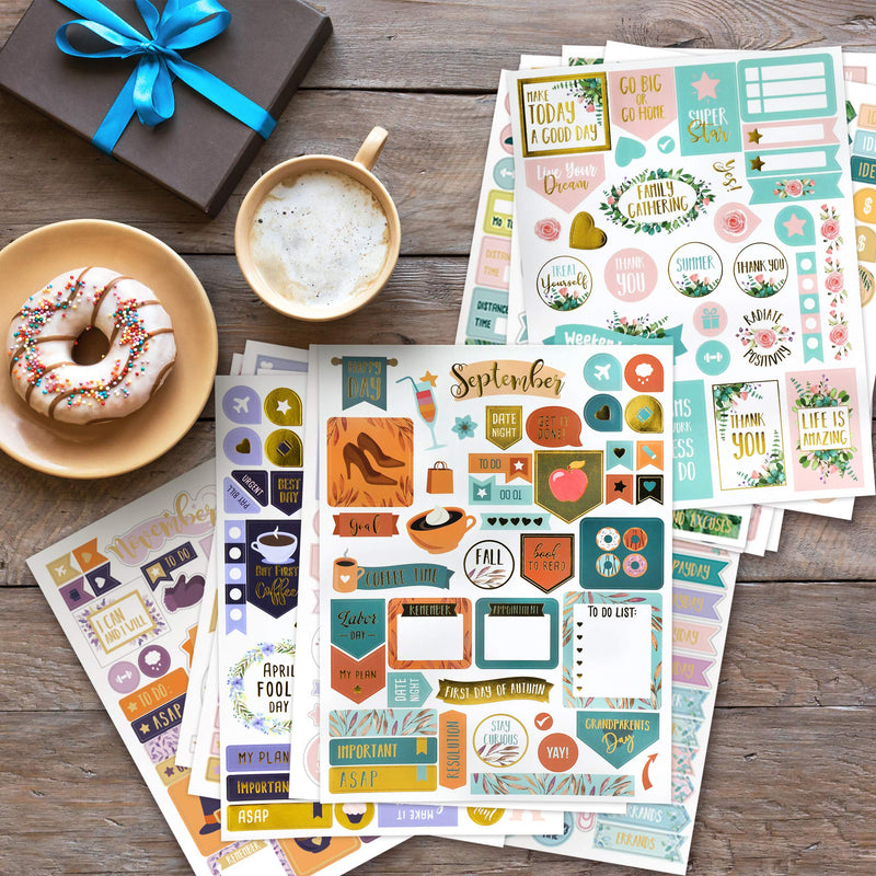 [Australia - AusPower] - Aesthetic Greenery Planner Stickers - 1100+ Stunning Gold Foil Design Accessories Enhance and Simplify Your Planner, Journal and Calendar 