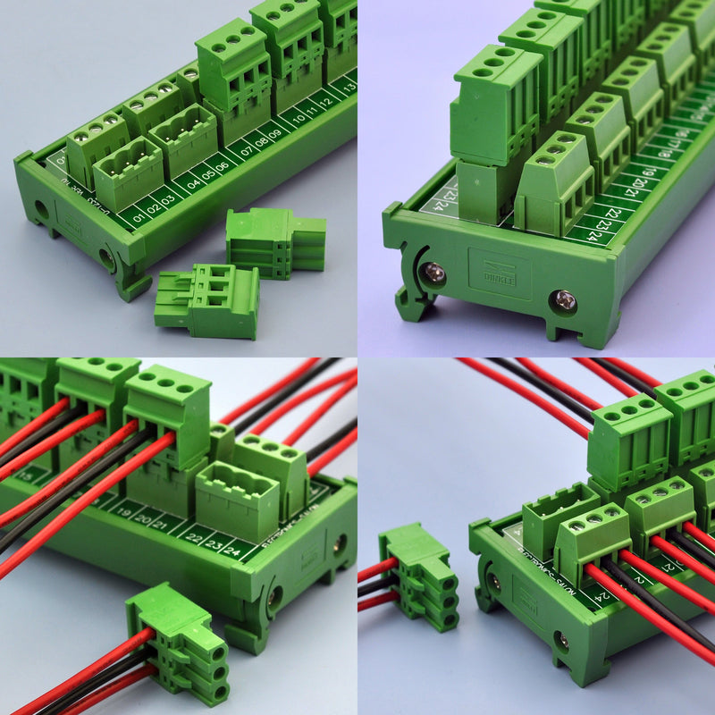 [Australia - AusPower] - Electronics-Salon DIN Rail Mount Pluggable 8x3 Position 10A / 300V Screw Terminal Block Distribution Module. (Side Wire Connects) Side Wire Connects 