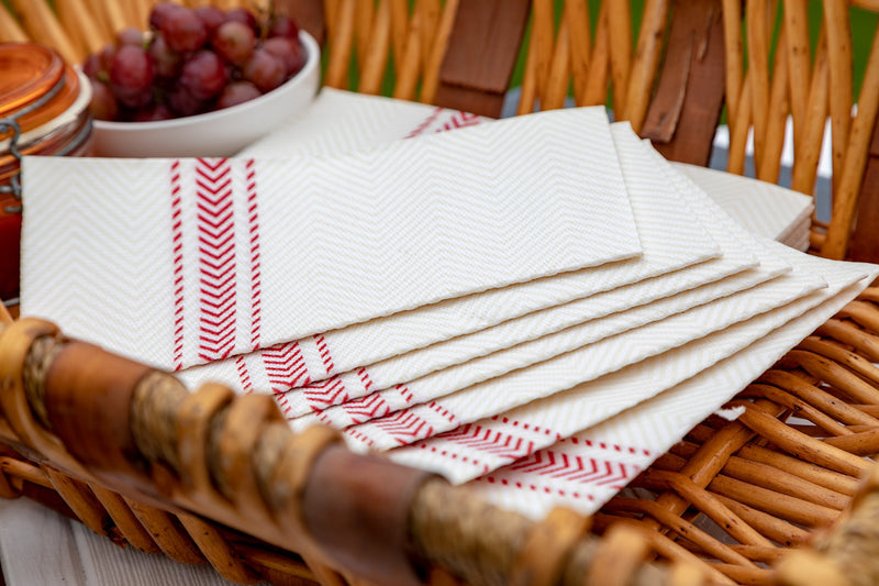 [Australia - AusPower] - ClassicPoint Dinner Napkins - Red Bistro Stripe - Decorative & Disposable - Soft, Absorbent & Durable (15.5"x15.5" - Pack of 50) 