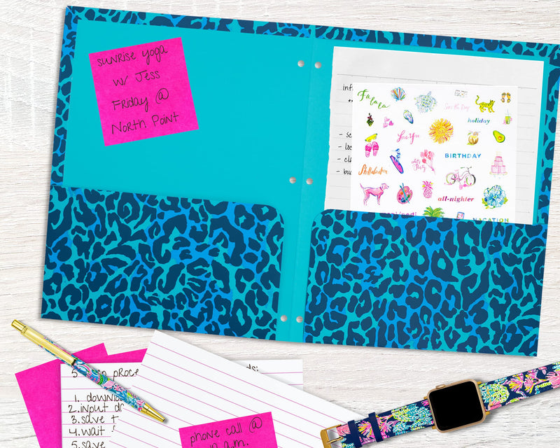 [Australia - AusPower] - Lilly Pulitzer 3-Pack Pocket Folder Set, Colorful Letter Size Document Organizers, Hole Punched for Binders, Seen and Herd (Assorted) Seen and Herd (Assorted) 