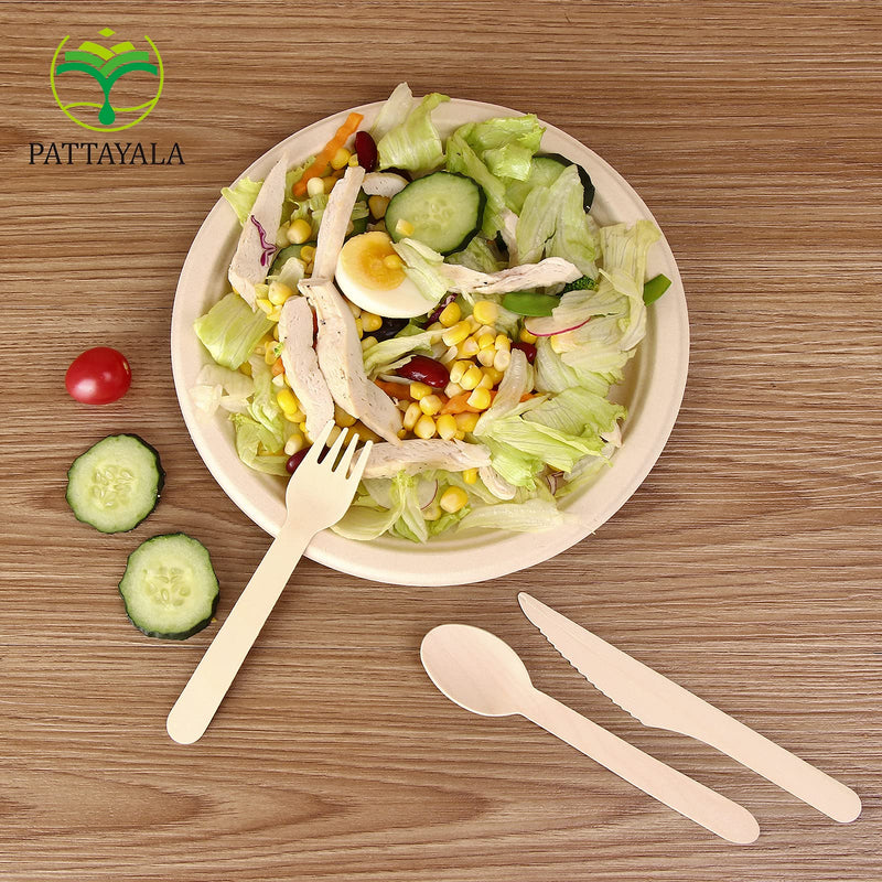 [Australia - AusPower] - PATTAYALA Disposable Wooden Fork Compostable Cutlery 6.3"（100pcs）Suitable for Weddings, Picnics, Environmentally Friendly 