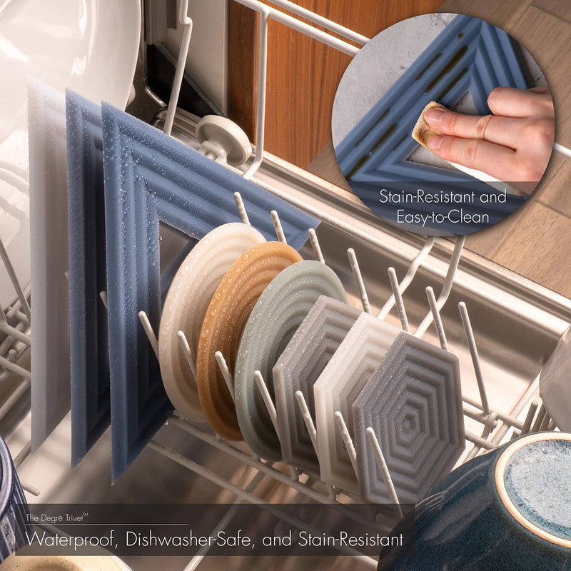 [Australia - AusPower] - Set of 3 Potholders (Plum Medley) Degrē Trivets by LINE+ARC. Potholder, 10mm Thick & Heat Resistant to 500F. 100% Food-Grade Silicone, Dishwasher Safe, Stain-Resistant. Modern Geometric Mid Century 