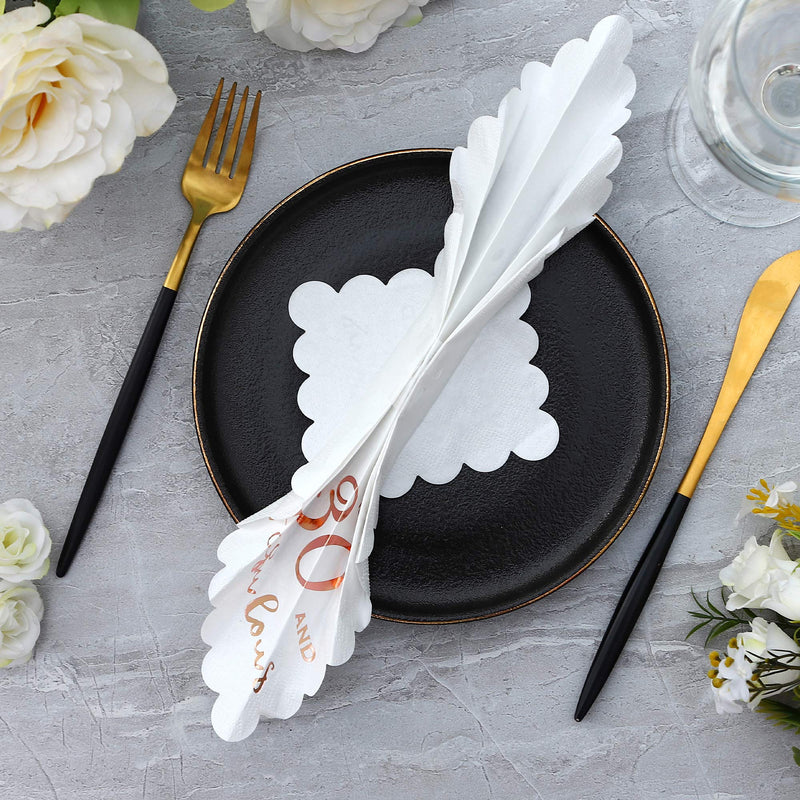 [Australia - AusPower] - 30 and Fabulous Cocktail Napkins Rose Gold - Happy 30th Birthday Decorations, Folded 5x5 Inches Disposable Party Napkins, 3-Ply Paper Beverage Napkins 30th Birthday Napkins Wedding Anniversary (50PK) 30 and Fabulous 