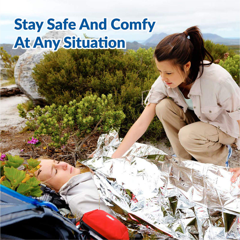 [Australia - AusPower] - Primacare HB-10 Emergency Foil Mylar Thermal Blanket (Pack of 10), 52" Length x 84" Width, Silver 