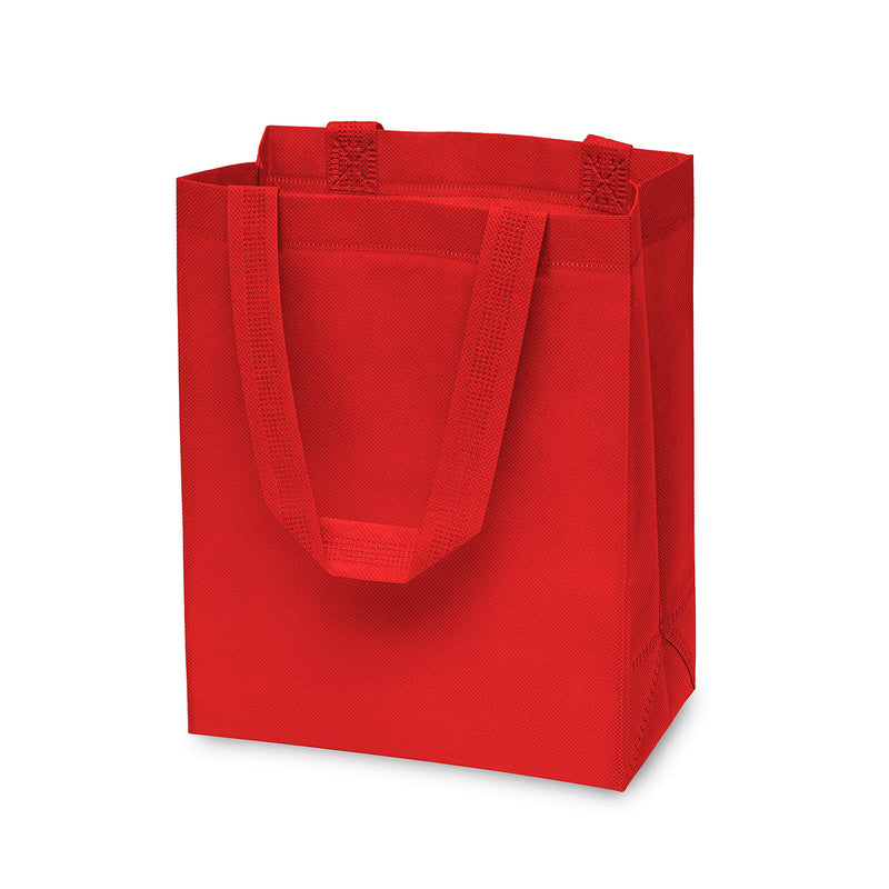[Australia - AusPower] - Red Gift Bags - 12 Pack Totes with Handles, Reusable Cloth Fabric for Shopping, Gifts, Parties, Christmas, Valentines, Bulk 8x4x10 Inch (Packof 12) 