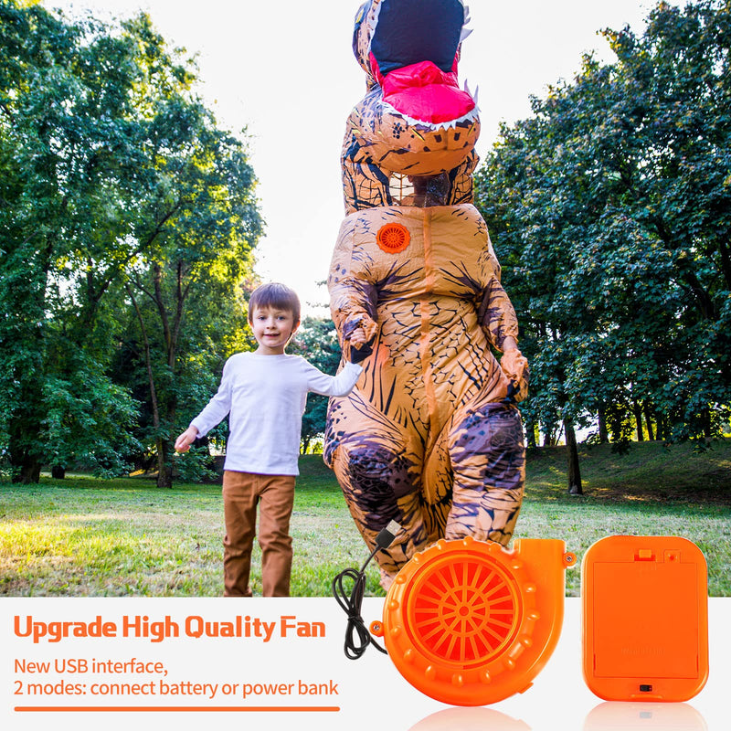 [Australia - AusPower] - Mini Fan Blower 2 Pieces Small Portable USB Inflatable Fan Replacement Orange Green Mini Blower for Halloween Dinosaur Costume Doll Alien Inflatable Game Clothing Suits 