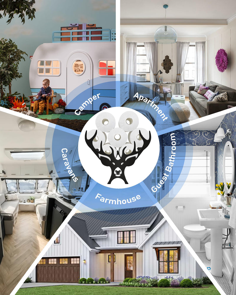 [Australia - AusPower] - Wigag Antler Toilet Paper Holder Stand for Extra 8 Rolls, Funny Deer Decorative Free Standing Toilet Paper Storage, Farmhouse Bathroom Animal Decor Toilet Paper Organizer on The Toilet Tank Storage Unique Antler 