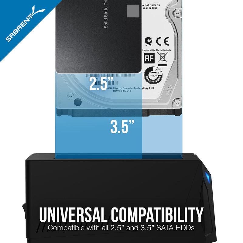 [Australia - AusPower] - SABRENT USB 3.0 to SATA External Hard Drive Docking Station for 2.5" or 3.5"' HDD, SSD [Support UASP] (EC-UBLB) 1 BAY 