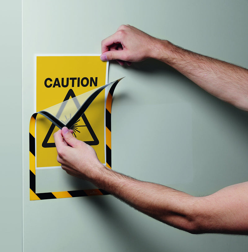 [Australia - AusPower] - Durable Magnetic DURAFRAME Security Document Sign Holder, Letter-Size 8-1/2" x 11", Yellow/Black, 2 Pack (4772130 