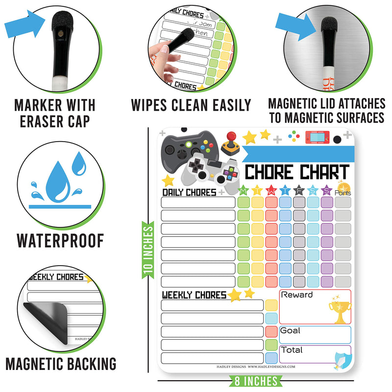 [Australia - AusPower] - Video Games Kids Chore Chart Magnetic, Reward Chart for Kids, Good Behavior Chart for Kids at Home, My Responsibility Chart for Kids, Magnetic Reward Chart for Kids Behavior, Chore Chart for One Child 