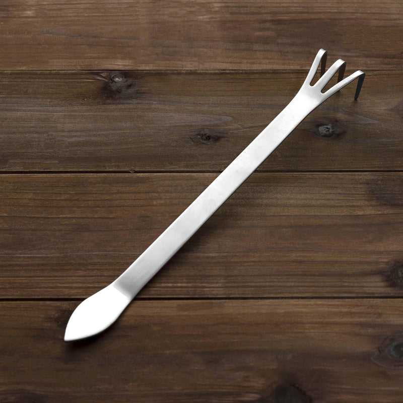 [Australia - AusPower] - Stainless Steel Bonsai Root Rake with Blade Spatula 9.5" [3 Claws Tips] Garden Bonsai Rake Tool 