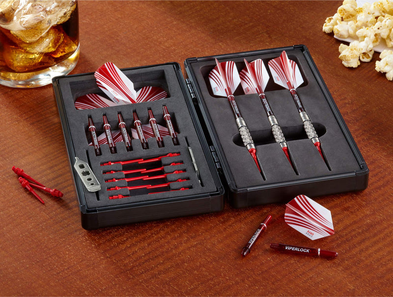 [Australia - AusPower] - Casemaster Sinister Magnetic Aluminum Dart Case with Precision Cut Space to Hold 3 Steel Tip or Soft Tip Darts and Extra Flights, Shafts and Tips, Magnetic Latch Keeps Case Closed Tight 