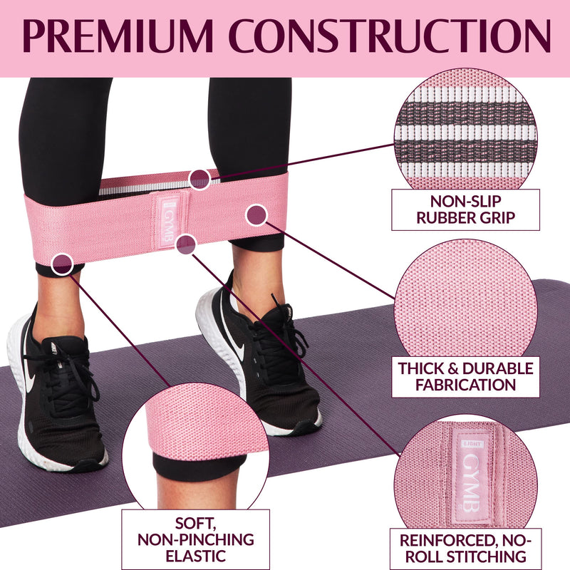 [Australia - AusPower] - GYMB Booty Bands for Women - Non Slip Resistance Bands to Work Out Glute, Thighs & Squat - Includes Exercise Band Training Videos with 80+ Workouts for Gym or Home Fitness Black Grey Pink 