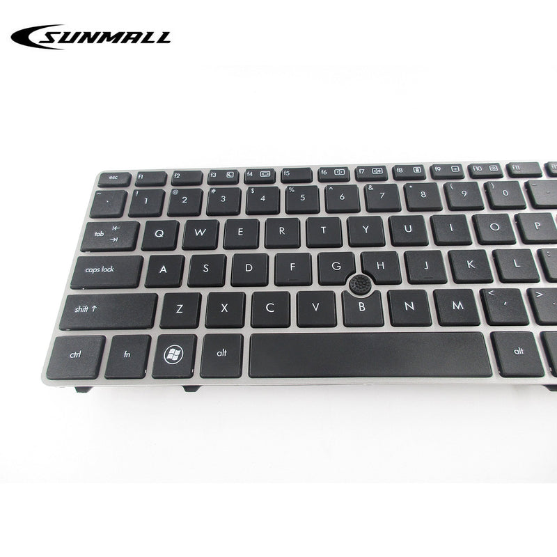[Australia - AusPower] - SUNMALL Keyboard Replacement with Silver Frame Compatible with HP Elitebook 8560P 8570P Probook 6560B 6565B 6567B 6570B 6575B Series Keyboard with Pointer 