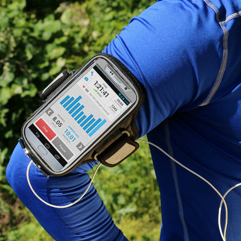 [Australia - AusPower] - Sporteer Entropy E8 Running Armband - iPhone 13 Pro Max, 12 Pro Max, 11 Pro Max, Xs Max, iPhone 11, XR, 8 Plus, 7 Plus, Galaxy S21+, S20+, Note 10, 9, S9 Plus, Pixel 4 XL, LG, Moto - FITS Cases Black S/M Reflective Black Straps 