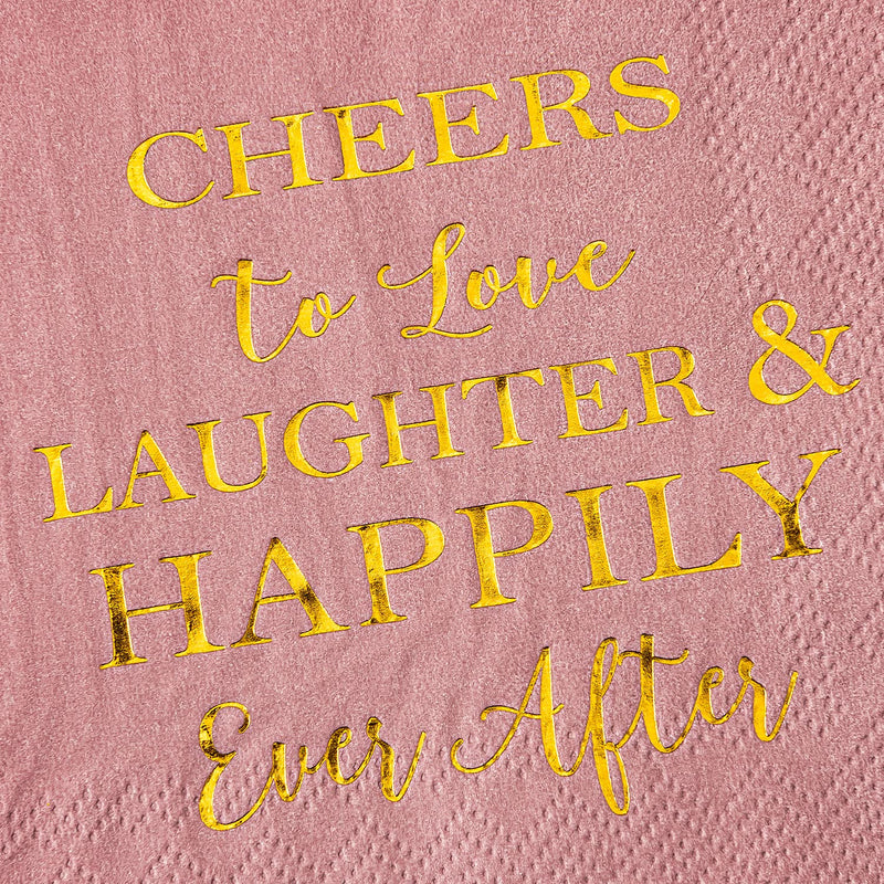 [Australia - AusPower] - Crisky Dusty Rose Bridal Shower Napkins Disposable Cocktail Napkins Gold Foil Beverage Desert Cake Napkins Engagement Party Decorations & Wedding Shower, Rehearsal Dinners Napkins [50 pcs, 3-ply] 