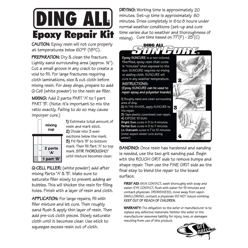[Australia - AusPower] - Ding All 3 Oz (84ml) Super Epoxy Repair Kit for Small to Medium Size Epoxy and Polyester Surfboards Repairs 