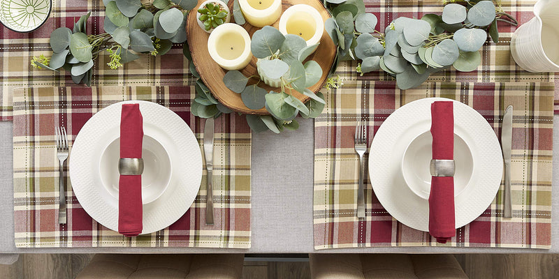 [Australia - AusPower] - DII Fall Basics Collection 100% Cotton, Machine Washable, Tabletop, Placemat Set, 13x19, Homespun Plaid, 4 Piece Placemat Set, 13x19" 
