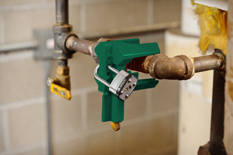 [Australia - AusPower] - Brady Prinzing Ball Valve Lockout, Small, for 1/2"-2-1/2" Outside Pipe Diameter, Green 