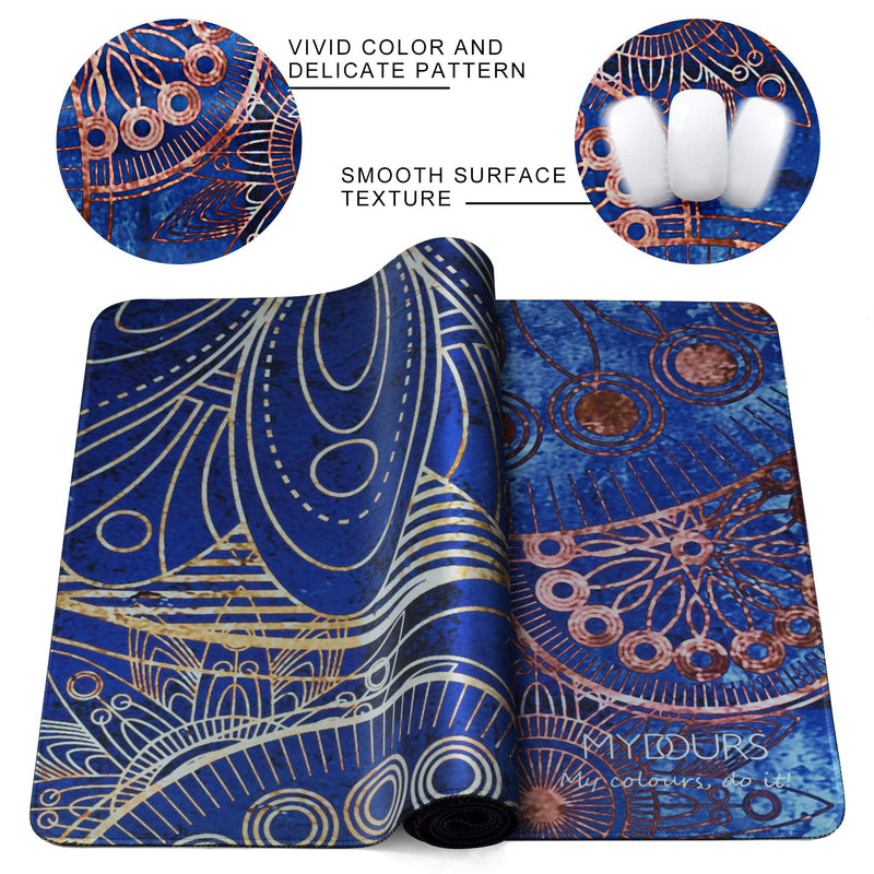 [Australia - AusPower] - Mydours Extended Gaming Mouse Pad (47.2x15.7 in), Large Non-Slip Rubber Base Mousepad with Stitched Edges Keyboard Mouse Mat Desk Pad for Work, Game, Office, Home Blue Flower 