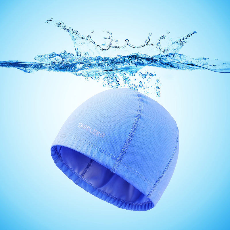 [Australia - AusPower] - Taddlee Swimming Cap for Men PU Fabric Silicone Swimmers Caps Waterproof Adult Swim Hat Wear Accessories Large Size Pool Outdoor BLUE 