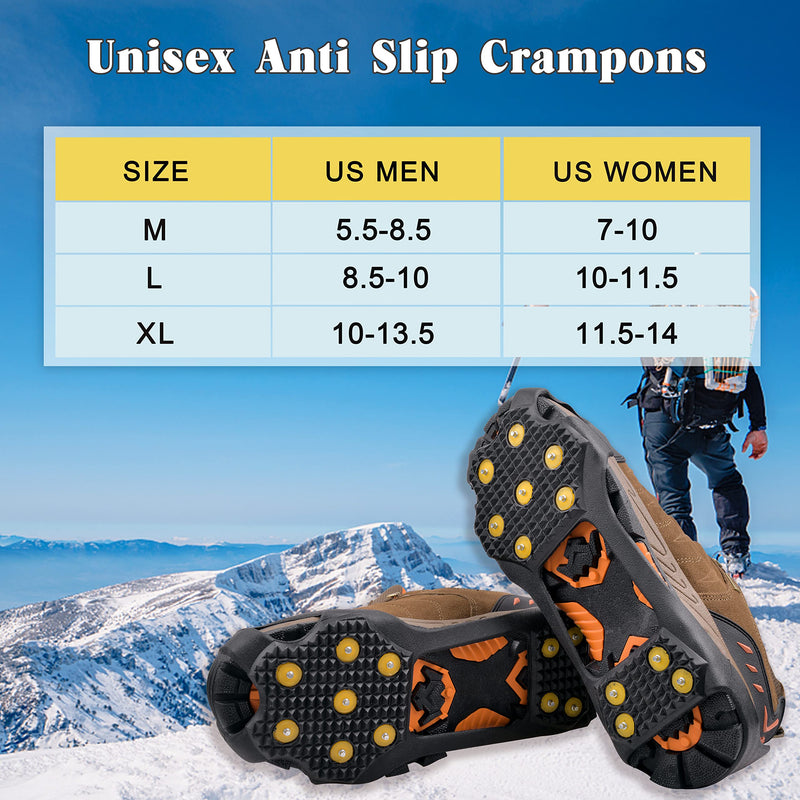 [Australia - AusPower] - Ice Snow Cleats for Shoes and Boots,Walk Traction Cleats Crampons Anti Slip 11 Studs Ice Snow Grippers Over Shoe for Men Women Walking on Snow Ice Medium(5.5-8.5 men/7-10 women) 