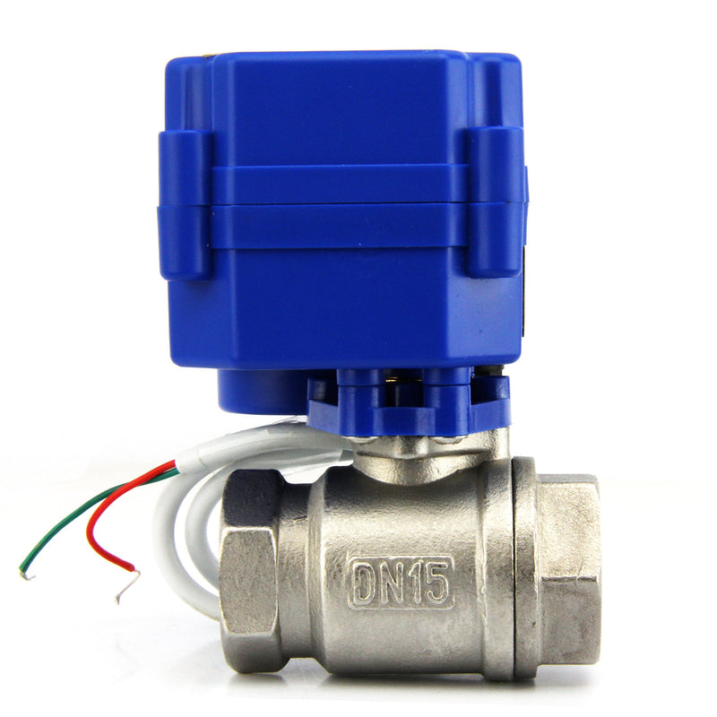[Australia - AusPower] - Motorized Ball Valve- Stainless Steel Ball Valve with Full Port, 9-24V DC and 2 Wire Reverse Polarity by U.S. Solid (1/2 inch) 