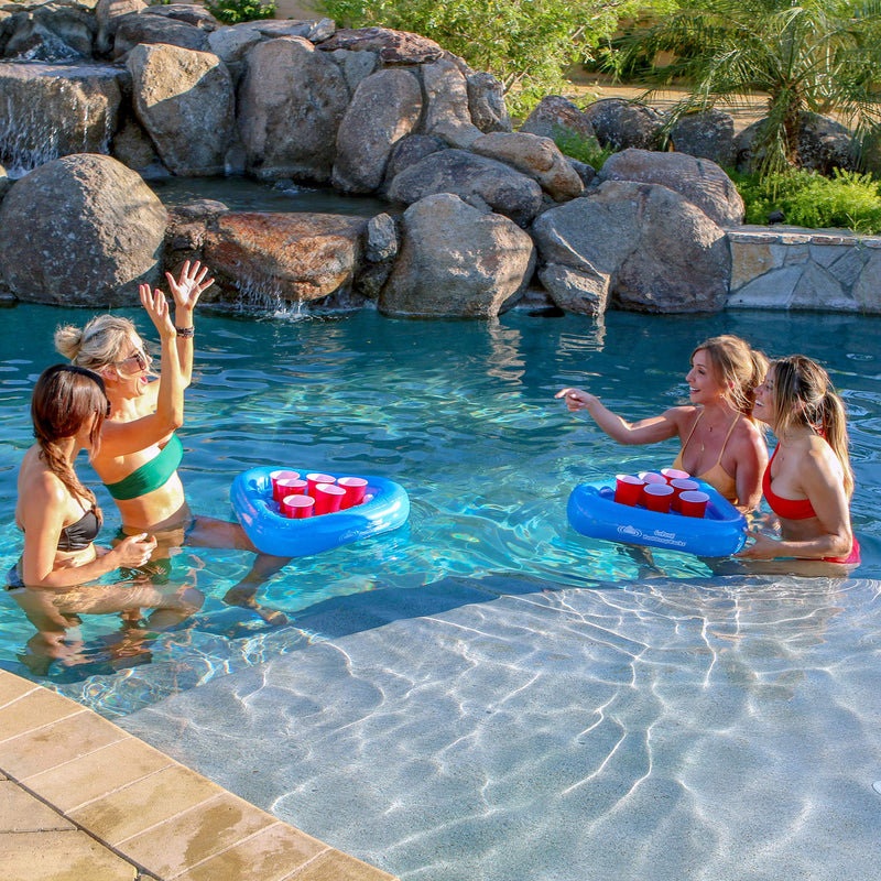 [Australia - AusPower] - GoPong Pool Pong Rack Floating Beer Pong Set, Includes 2 Rafts and 3 Pong Balls, Blue 